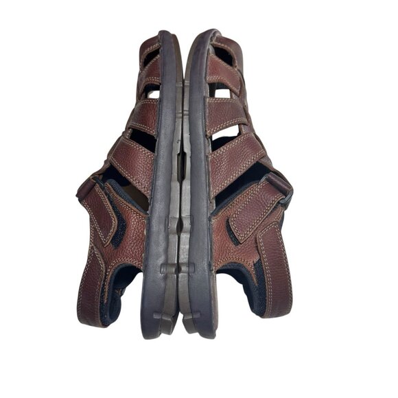 Hush Puppies Cross-Shore Sandals Men 15EW Fisherman Leather Brown Hook Loop Wide main image 11